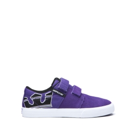 Supra STACKS II VULC VELCRO Lave Sneakers Barn Lilla/Svart/Hvite | NO-93451